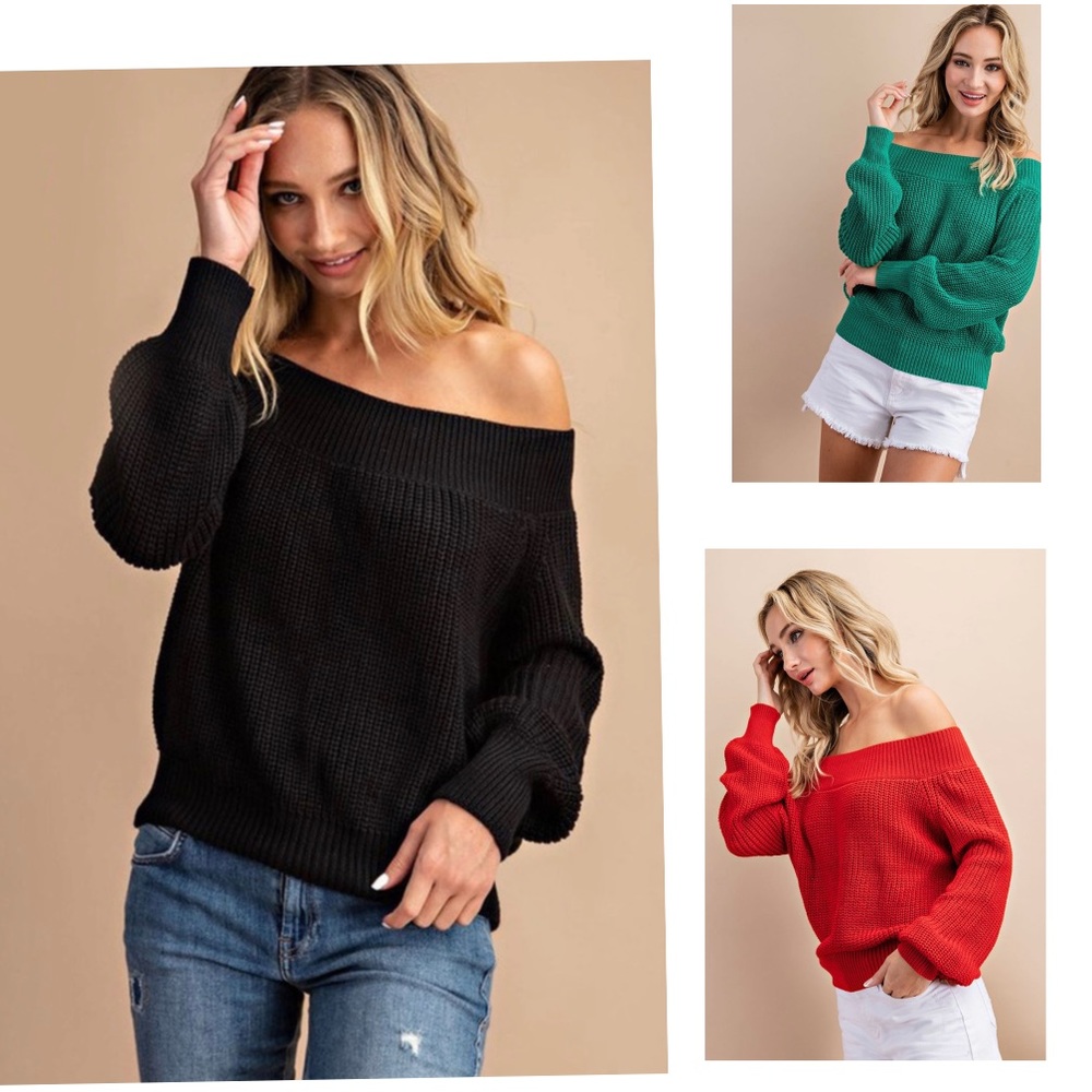 NWT $98 Off The Shoulder Cable Knit Sweater Top
